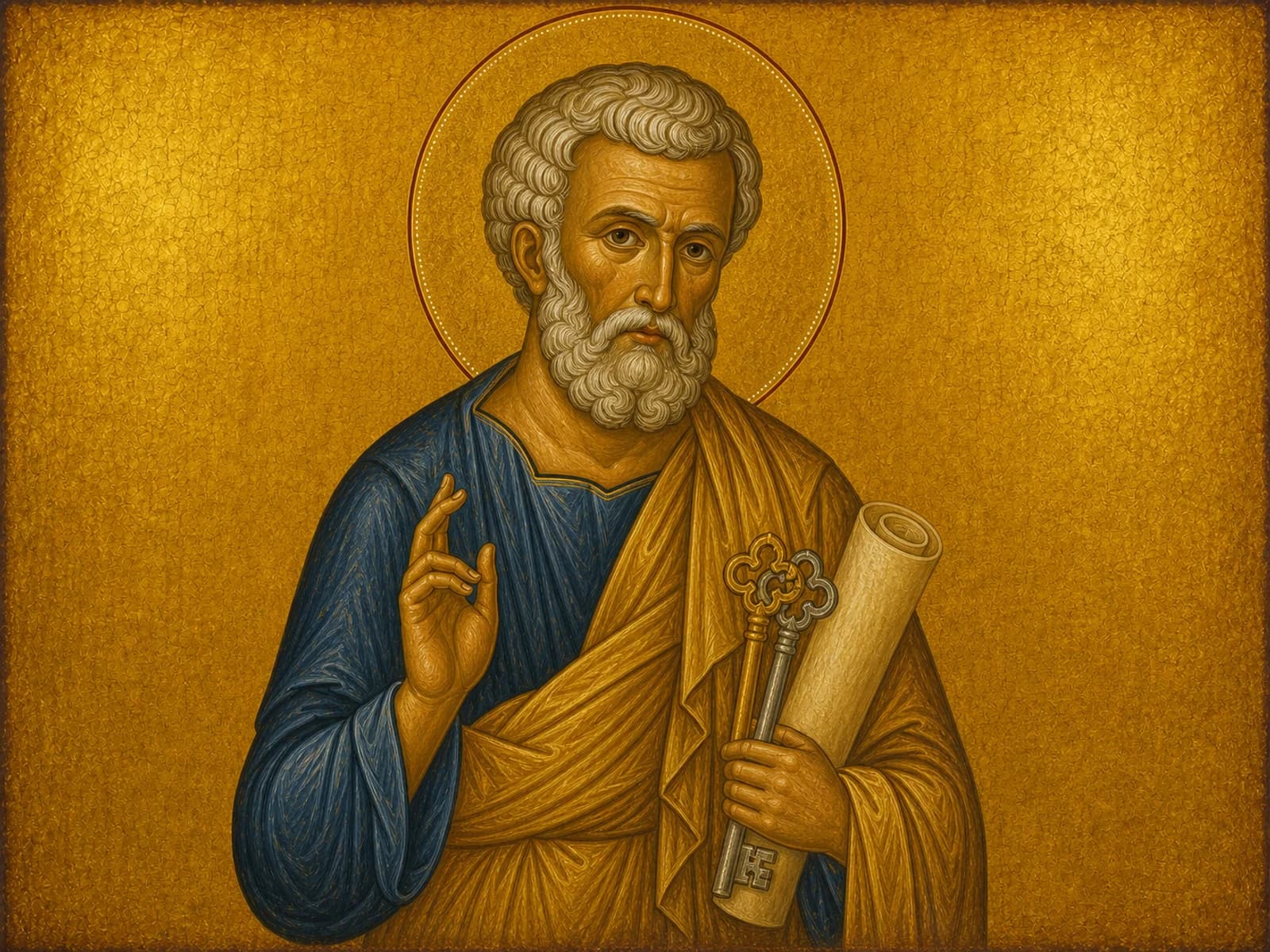 Icon of Saint Peter the Apostle holding the keys and a scroll.